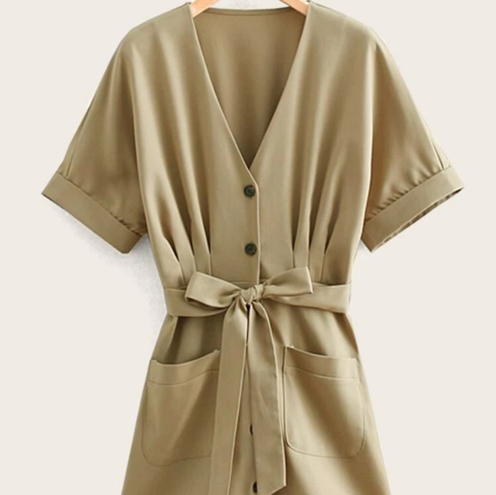 New SelfTie Button Front Solid Tea Dress (unused).